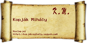 Kopják Mihály névjegykártya