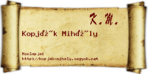 Kopják Mihály névjegykártya